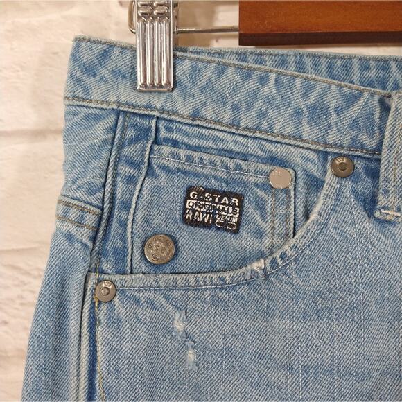 W G-Star Raw Denim Women Arc Light Blue Wash Mini Denim Jean Short Shorts 26 - Picture 2 of 6